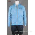 Men's cotton fleece burn out sweatjacke with hood